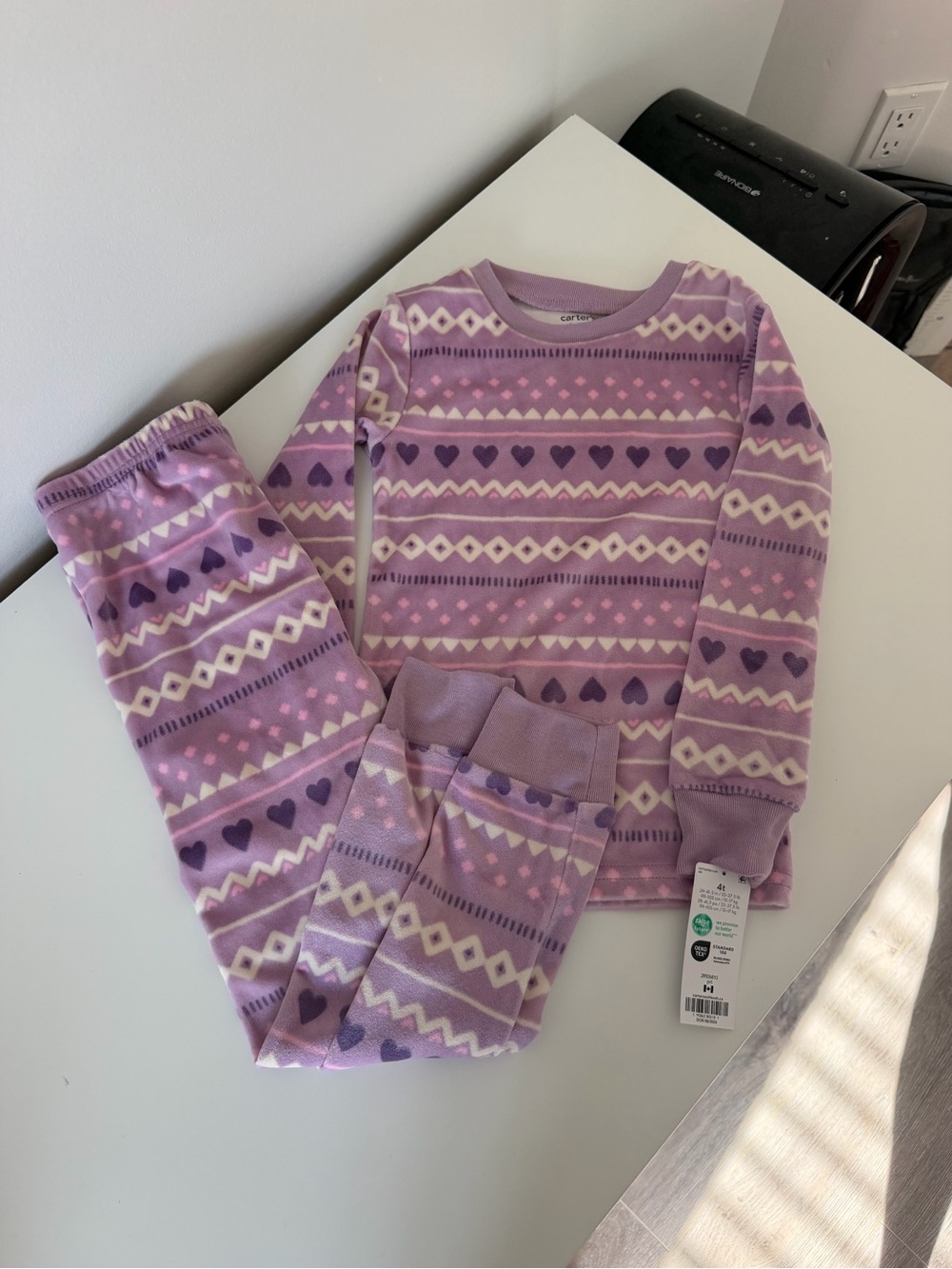 Carter's Lavender and Purple Heart Pattern Pajama Set